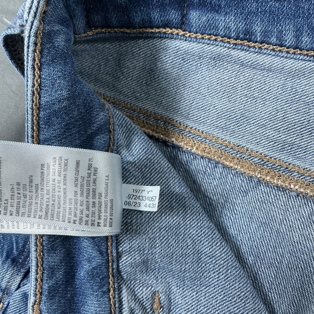 American Eagle Women Carpenter Jeans Blue Straight Leg Utility Pants Sz 2 X-Long - Picture 11 of 12
